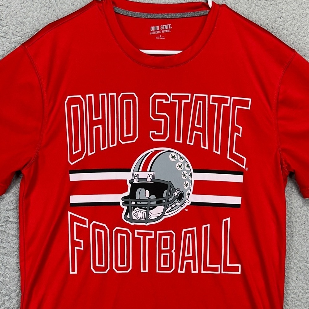 Ohio State Buckeyes Mens Football T-Shirt Large Red Graphic Short Sleeve Tee
